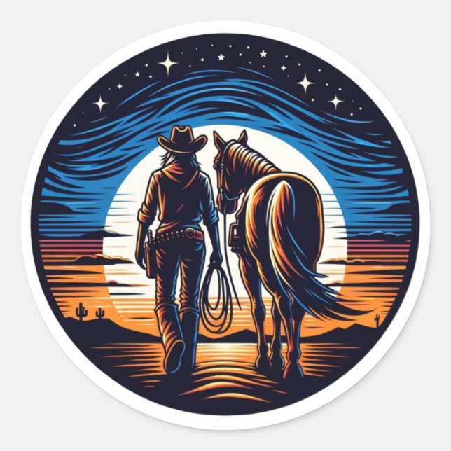 Sticker Rond Au coucher du soleil (Devant)