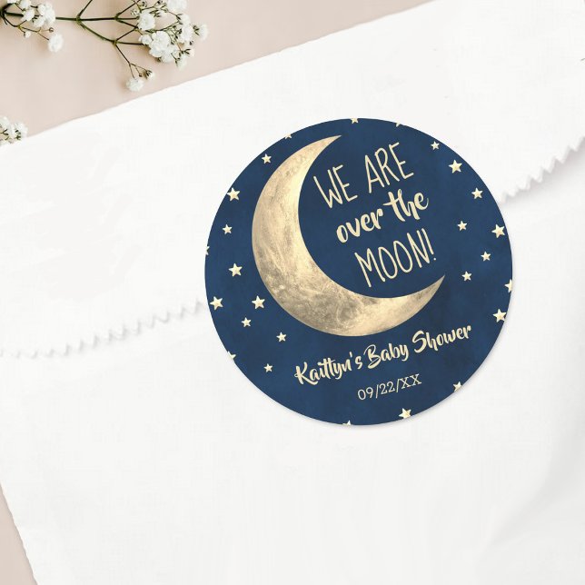 Sticker Rond Au-Dessus De La Lune | BABY SHOWER (Créateur téléchargé)