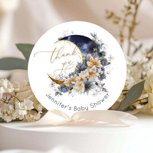 Sticker Rond Au-dessus de la lune feuille d'or marine merci (Créateur téléchargé)