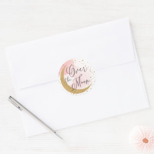 Sticker Rond Au-dessus de la lune, Parties scintillant d'or Sce