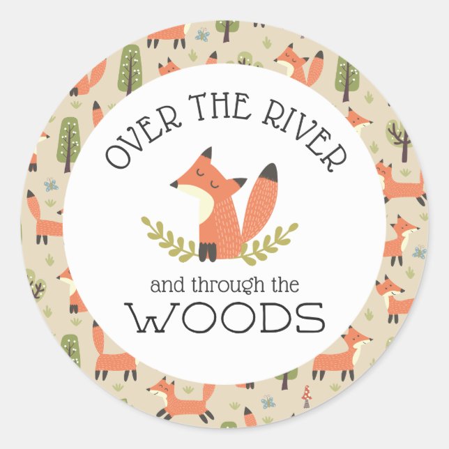 Sticker Rond Au-dessus de la rivière et à travers les bois (Devant)