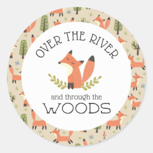 Sticker Rond Au-dessus de la rivière et à travers les bois