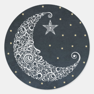Sticker Rond Au-dessus de l'autocollant de lune
