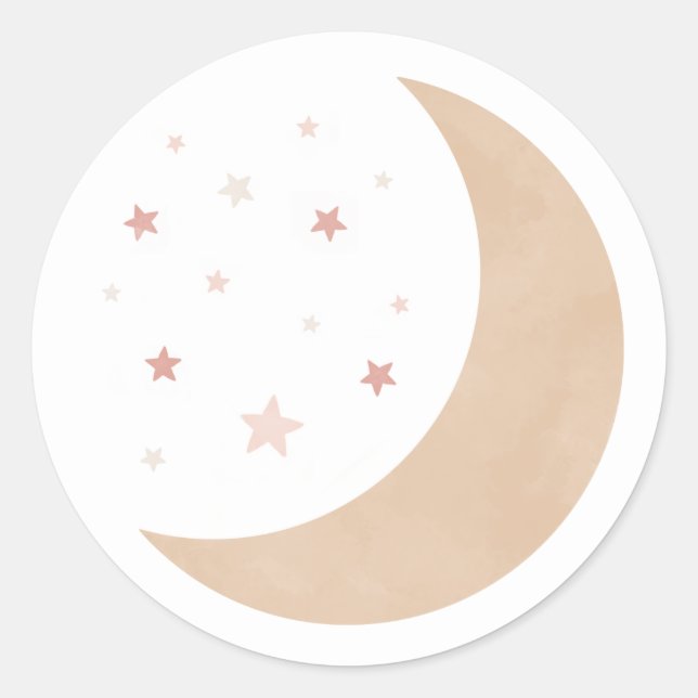 Sticker Rond Au-dessus du Baby shower de la fille rose lune (Devant)