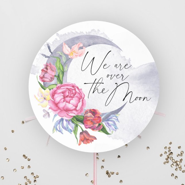 Sticker Rond Au-dessus du baby shower des fleurs de lune (Créateur téléchargé)