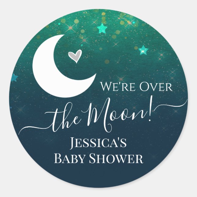 Sticker Rond Au-dessus du Baby shower Sky Moon Star (Devant)