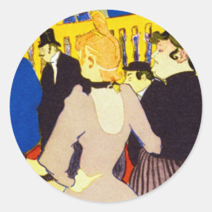 Sticker Rond Au Nightclub par Toulouse Lautrec, Art Vintage