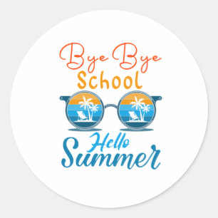 Sticker Rond au revoir école bonjour été