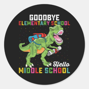 Sticker Rond Au revoir Élémentaire Hello Middle School T Rex