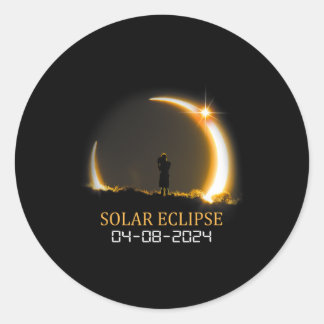 Sticker Rond Au total Éclipse Solaire 04-08-2024