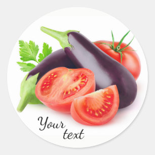 Sticker Rond Aubergines et tomates