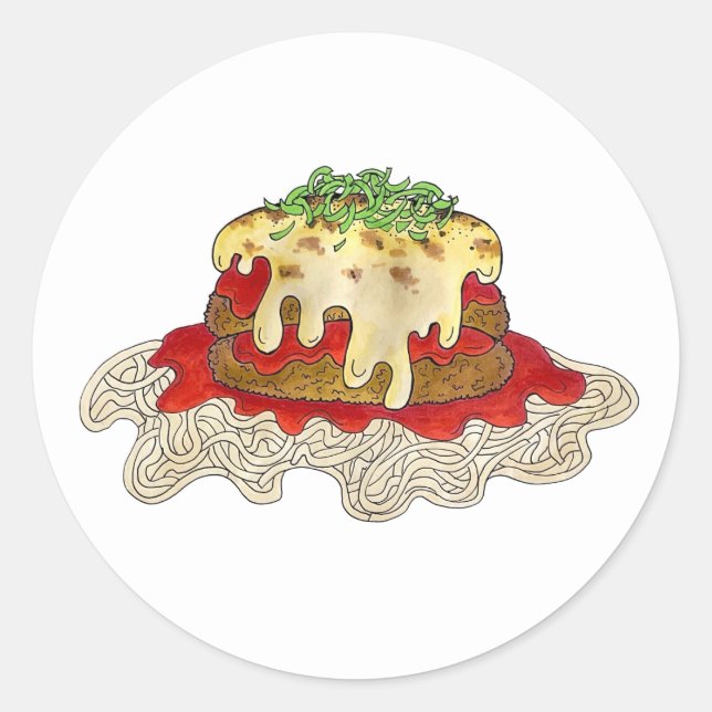 Sticker Rond Aubgergine Parme Parmesan Italien (Devant)