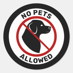 Sticker Rond Aucun animal de compagnie autorisé avec tête de ch