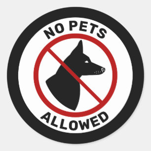 Sticker Rond Aucun Animal Domestique Autorisé Et Chien Aux Orei