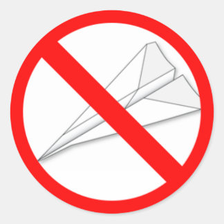 Sticker Rond Aucun avion papier