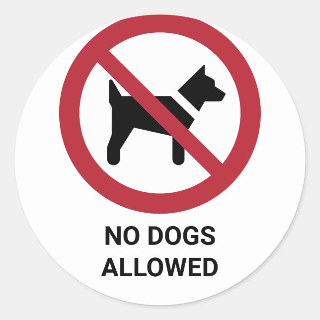 Sticker Rond Aucun chien autorisé, signe d'interdiction (Devant)