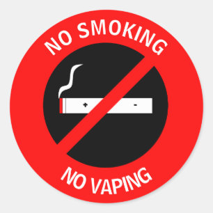 STICKER ROND AUCUN FUMEUR AUCUN VAPEUR SIGNE CLASSIQUE ROND STI
