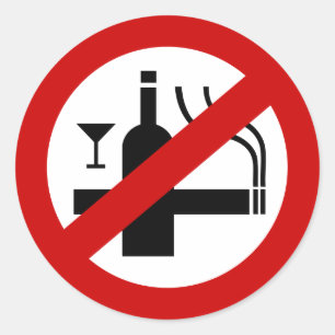 Sticker Rond AUCUN Fumeur ⚠ THÉ ⚠