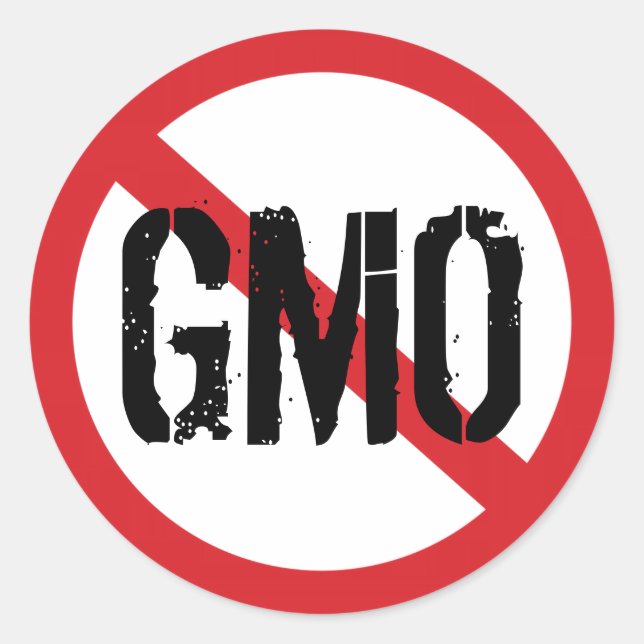 Sticker Rond Aucun OGM Aliments génétiquement modifiés (Devant)