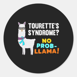 Sticker Rond Aucun Prob-llama Tourette Survivant du Guerrier A