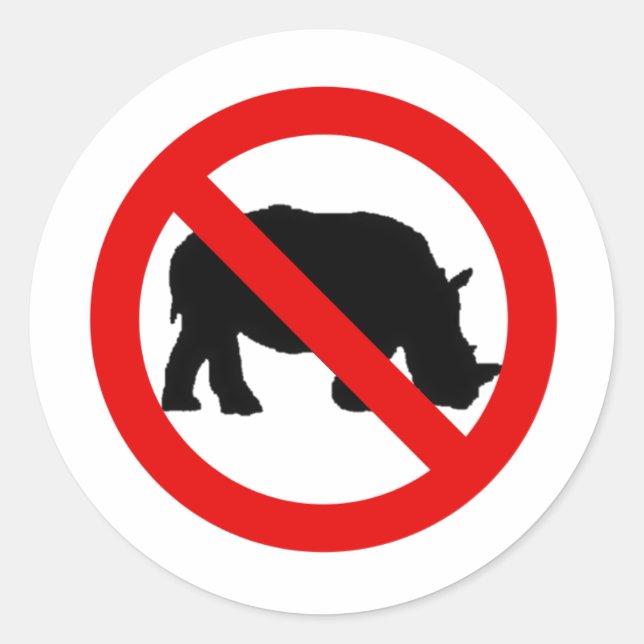 Sticker Rond Aucun rhinocéros autorisé (Devant)