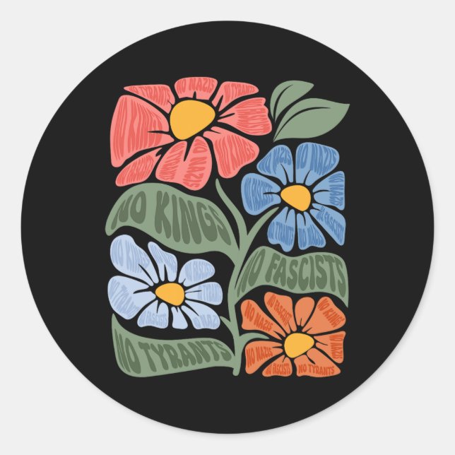 Sticker Rond Aucun Rois D'Amérique Ne Résiste À La Contestation (Devant)