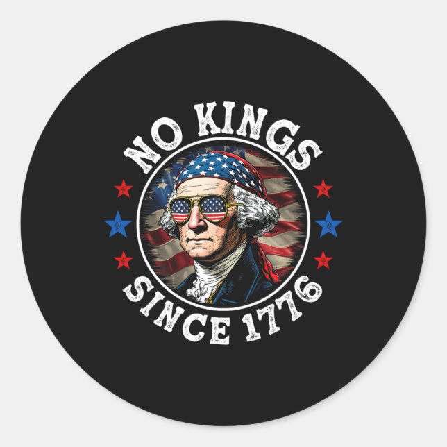 Sticker Rond Aucun Rois En Amérique Depuis 1776 Distressé Drape (Devant)