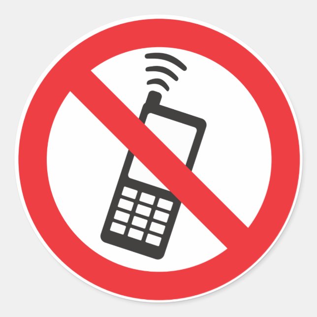 Sticker Rond Aucun téléphone autorisé (Devant)