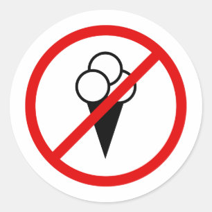 Sticker Rond Aucune crème glacée n'est autorisée symbole de mag