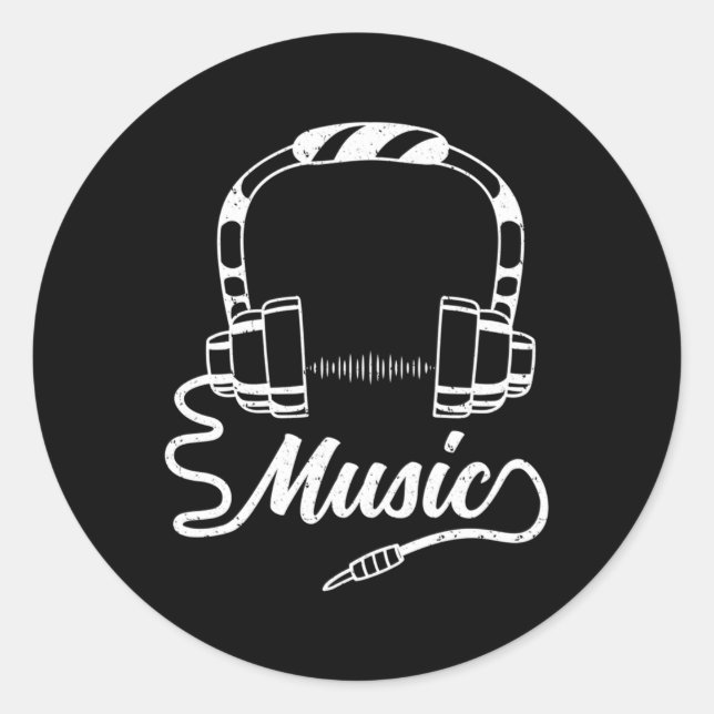 Sticker Rond Audio Music Sound Guy Dj (Devant)