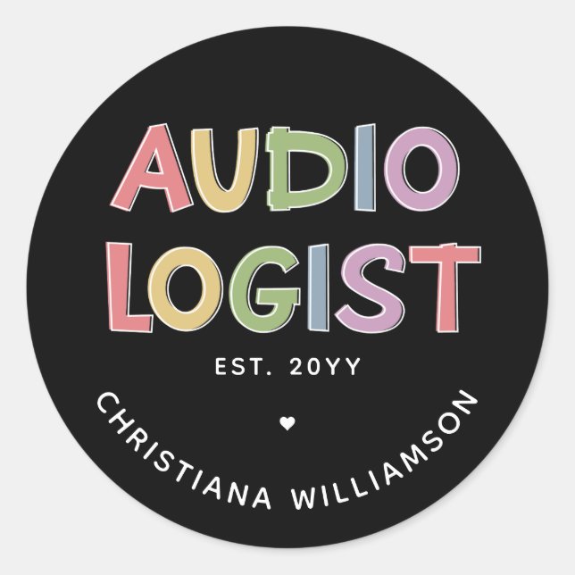 Sticker Rond Audiologiste personnalisé Audiologie Diplôme Cadea (Devant)