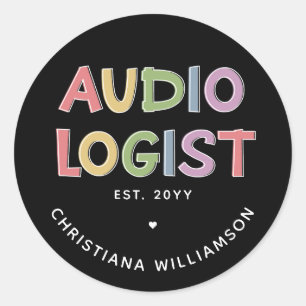 Sticker Rond Audiologiste personnalisé Audiologie Diplôme Cadea