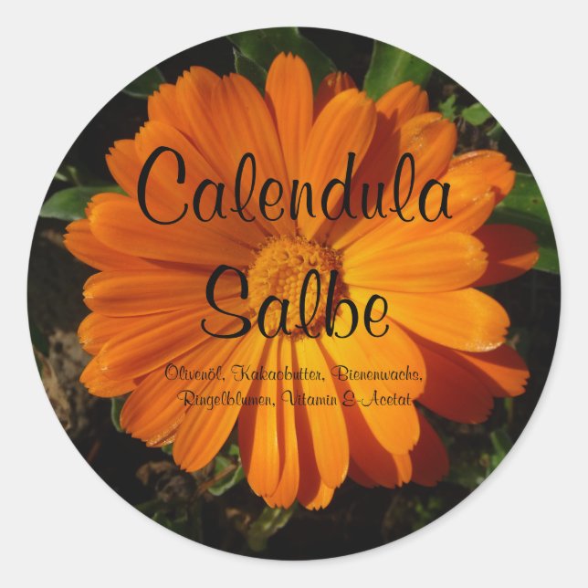 Sticker Rond Aufkleber, Calendula / Ringelblumen Salbe (Devant)