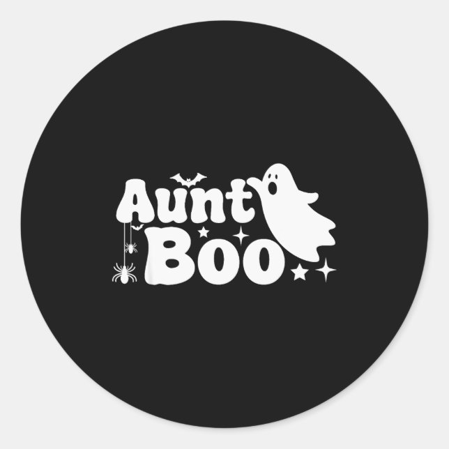 Sticker Rond Aunt Boo Funny Ghost Halloween Family Matching  (Devant)