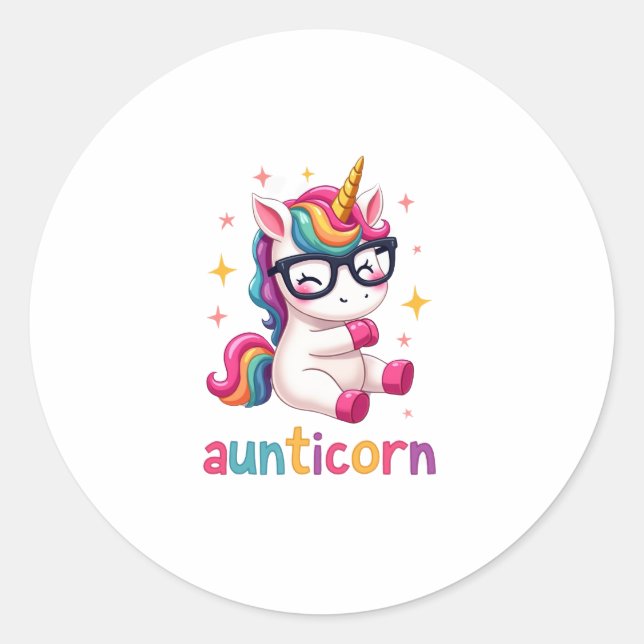 Sticker Rond Aunticorn Aunty Dabbing Unicorn Auntie Aunt Christ (Devant)