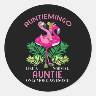 Sticker Rond Auntiemingo Auntie Flamant rose Amour Tante Tita T