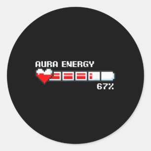 Sticker Rond Aura Énergie 67 Pour Cent Mème Joueur de Jeu Vidéo
