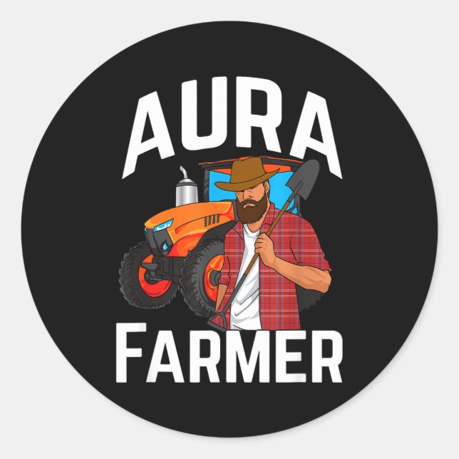 Sticker Rond Aura Farmer Funny Meme  (Devant)