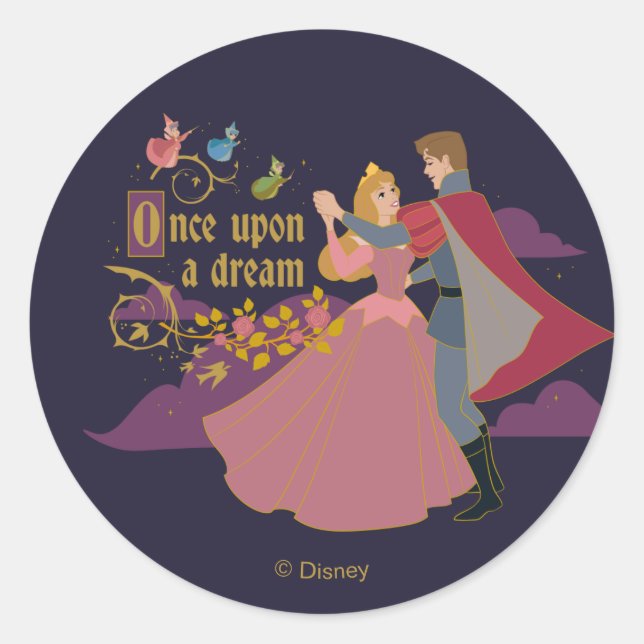 Sticker Rond Aurora et Phillip une fois sur une valse de rêve (Devant)