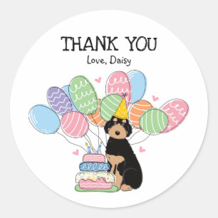 Sticker Rond Aussiedoodle Chien Anniversaire Fête Favoriser Tag