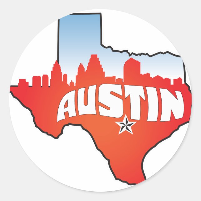 Sticker Rond Austin Texas Cityscape (Devant)