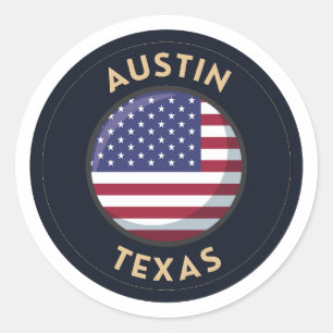 Sticker Rond Austin Texas - États-Unis d'Amérique Texas
