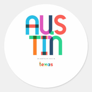 Sticker Rond Austin Texas Mid Century, Pop Art,