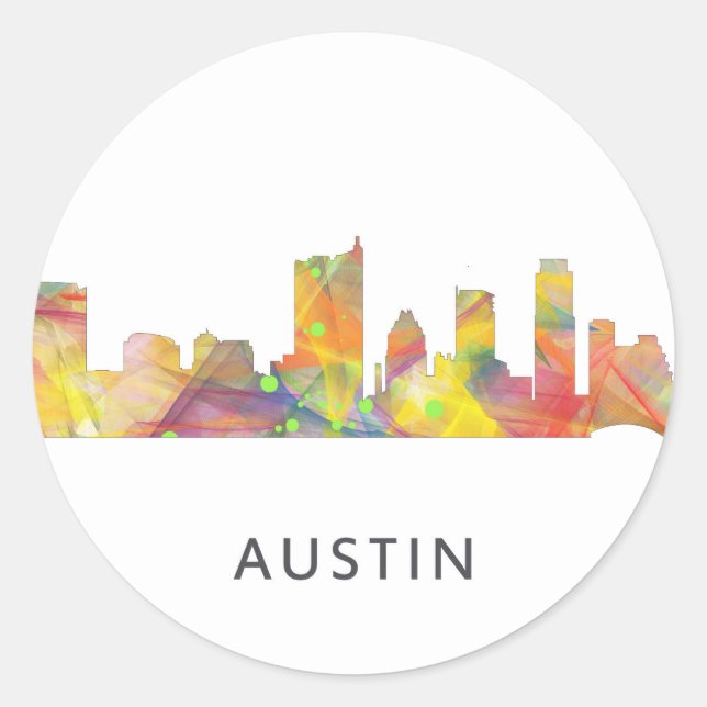 STICKER ROND AUSTIN TEXAS SKYLINE WB1 - (Devant)
