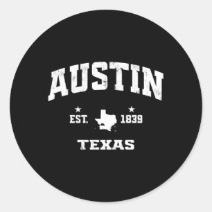 Sticker Rond Austin Texas Tx State Throwback Athletic