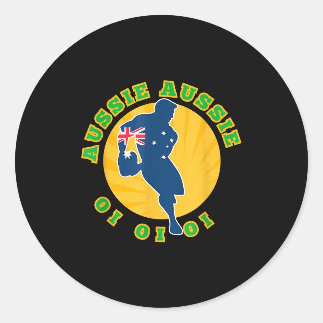 Sticker Rond Australia Rugby, Wallabies Aussie Aussie Aussie Oi (Devant)