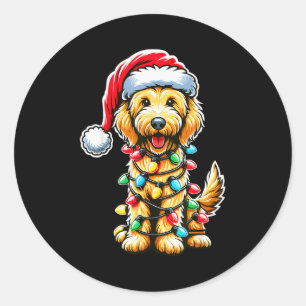Sticker Rond Australian Labradoodle Sapin de Noël Xmas Père Noë