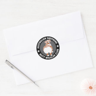 Sticker Rond Australian Shepherd Butt Wigglers Club - Red Merle