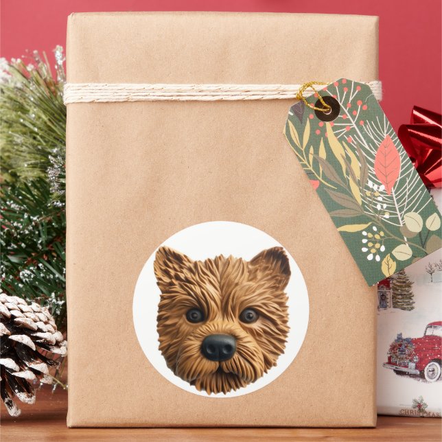 Sticker Rond Australian Terrier Dog 3D inspiré (vacances)