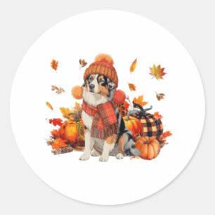Sticker Rond Australie Berger Chien Automne Écharpe Leopard Cit